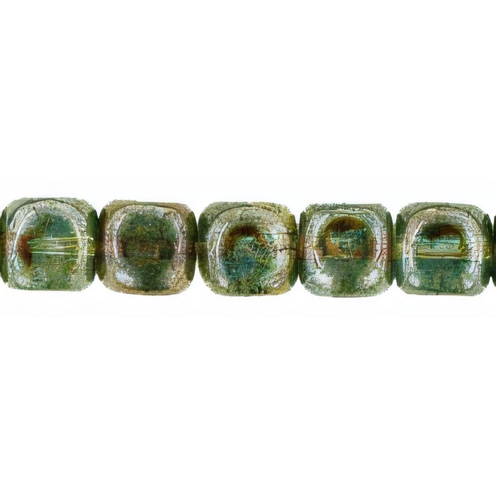 Czech Cubes - 7 x 5mm Luster - Transparent Green (50pcs)
