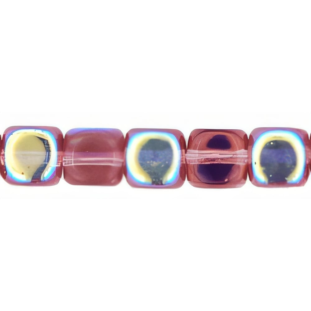 Czech Cubes - 7 x 5mm Med Amethyst AB (50pcs)