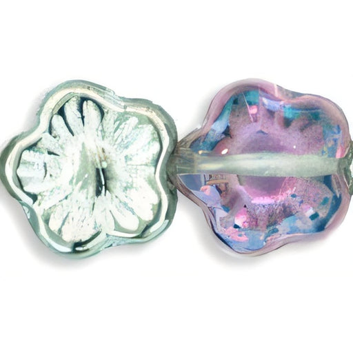 Czech Flowers 10 x 10mm Silver Pink Crystal (25pcs)