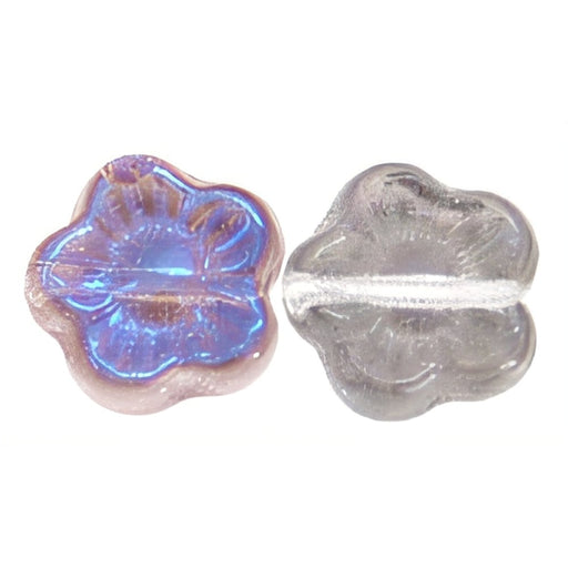 Czech Flowers 10 x 10mm Luster Blue Iris - Crystal (25pcs)