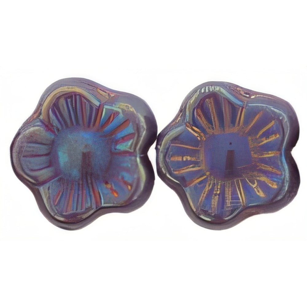 Czech Flowers 10 x 10mm Luster Iris - Opaque Lt Amethyst (25pcs)