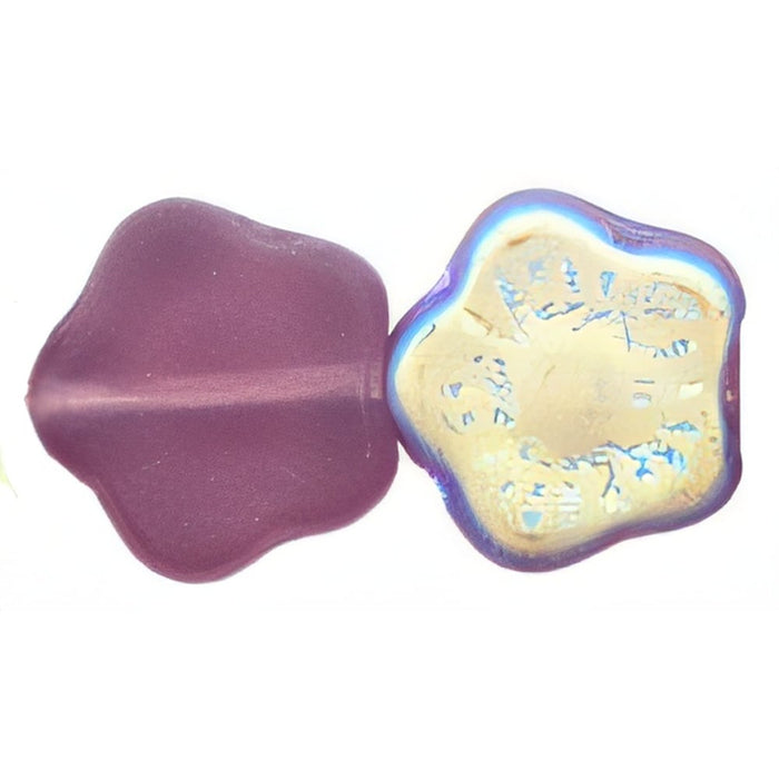 Czech Flowers 10 x 10mm Matte - Med Amethyst AB (25pcs)