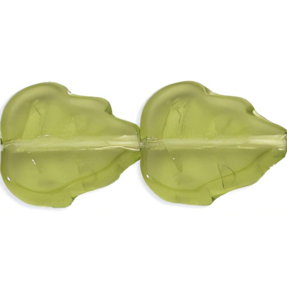 Czech Medium Leaves 12 x 10mm Vertical Hole Olivine (25pcs)