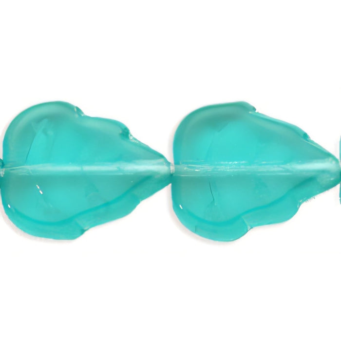 Czech Medium Leaves 12 x 10mm Vertical Hole Teal (25pcs)