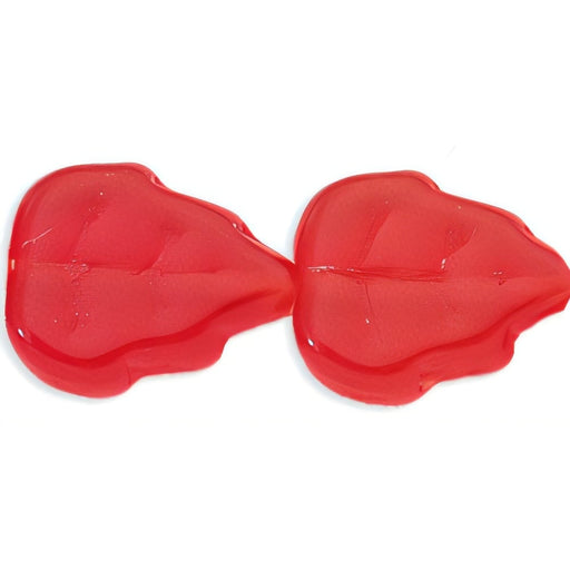 Czech Medium Leaves 12 x 10mm Vertical Hole Lt Siam Ruby (25pcs)