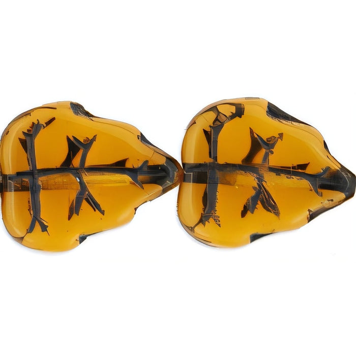 Czech Leaves 10 x 8mm Vertical Hole Dk Topaz - Black Inlay (25pcs)