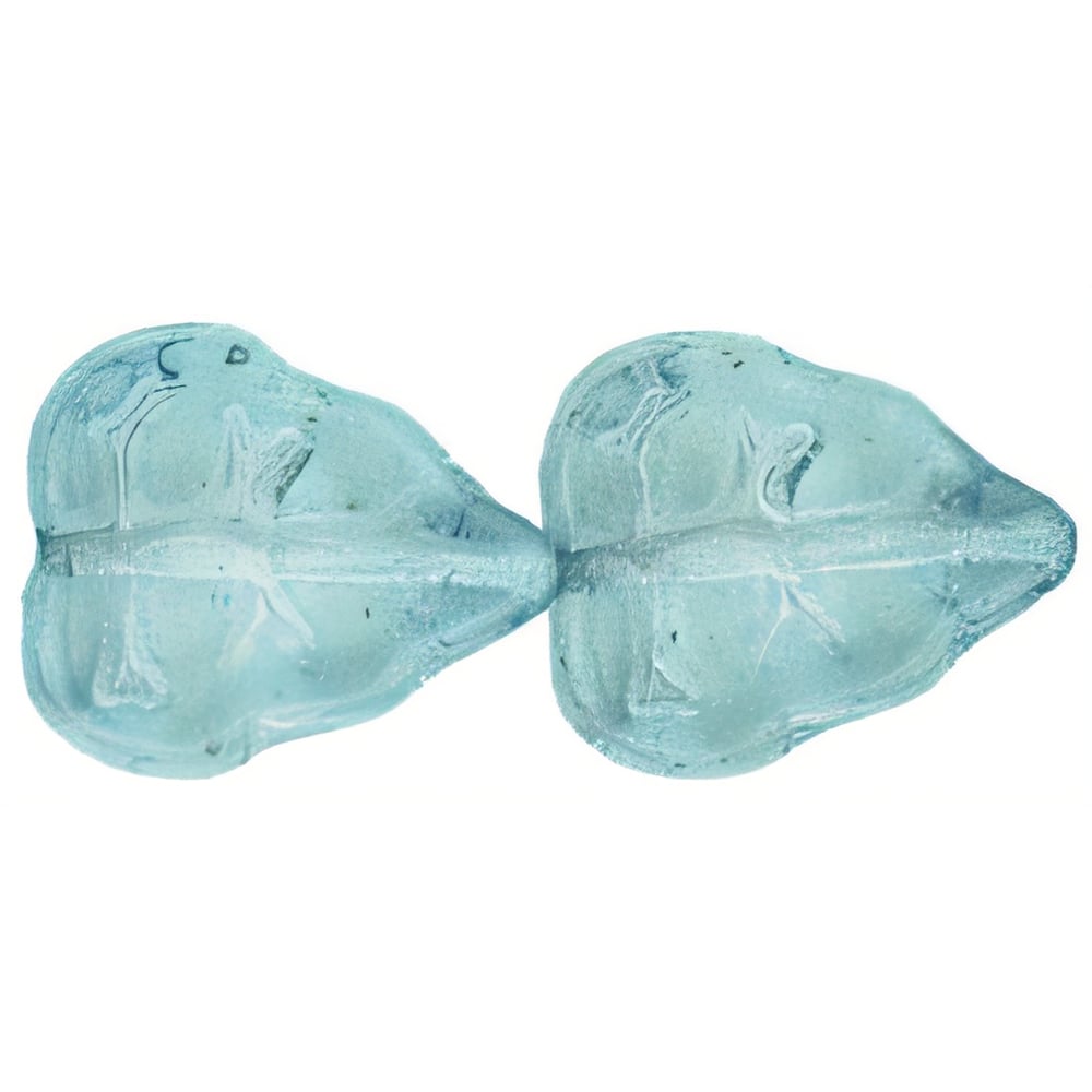 Czech Leaves 10 x 8mm Vertical Hole Luster - Transparent Blue (25pcs)