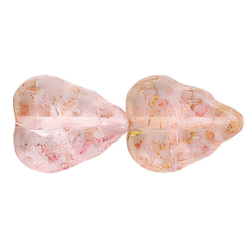 Czech Leaves 10 x 8mm Vertical Hole Luster - Transparent Topaz/Pink (25pcs)