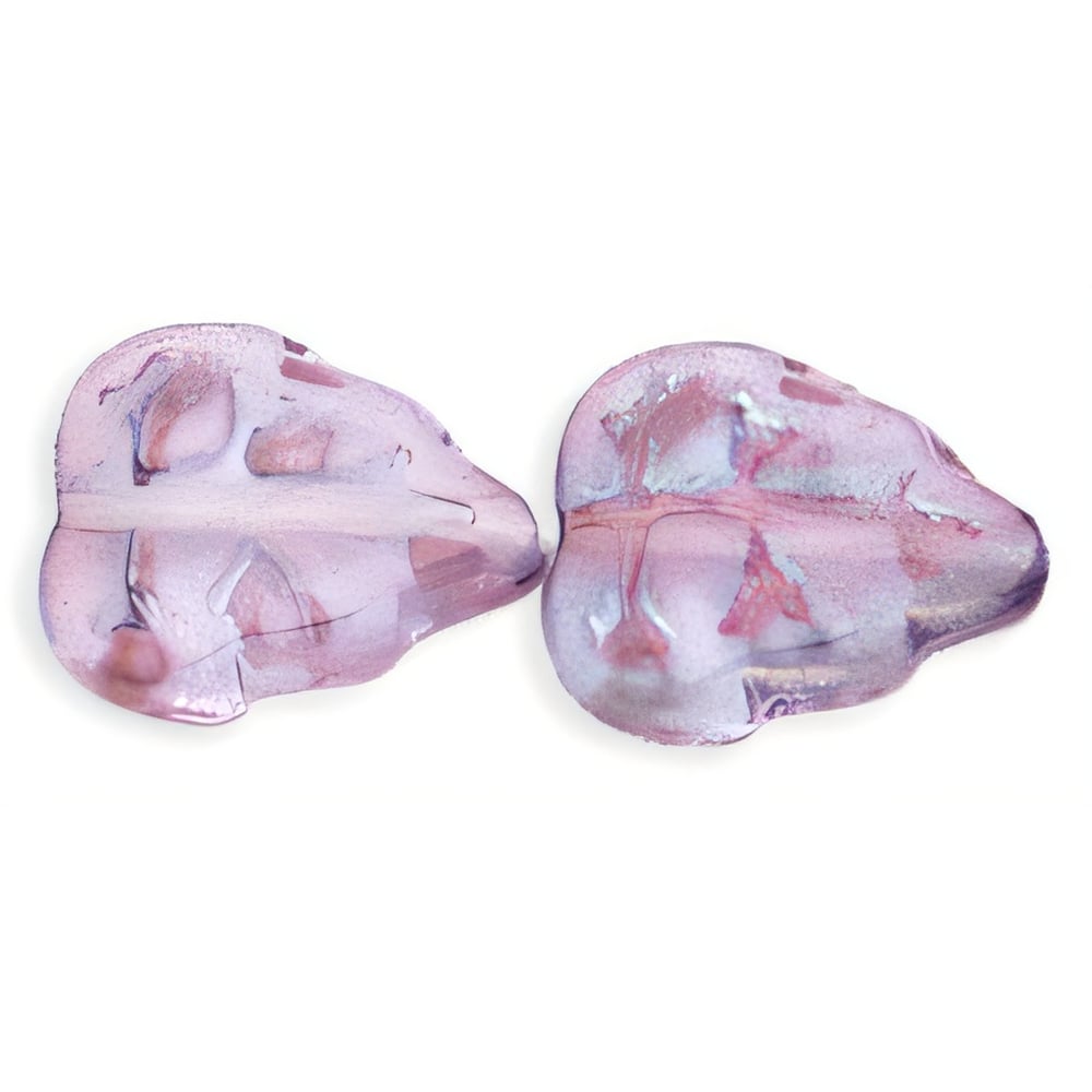 Czech Leaves 10 x 8mm Vertical Hole Luster - Transparent Denim Blue (25pcs)