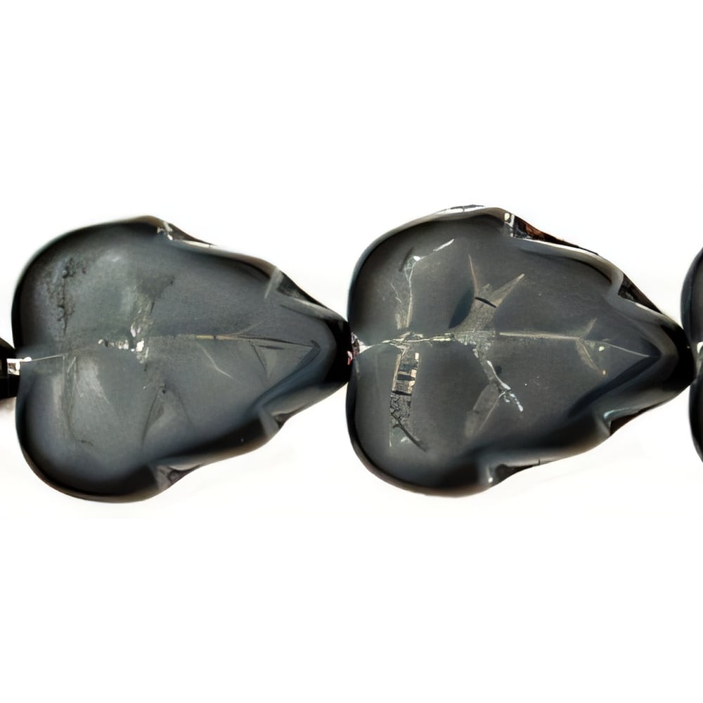 Czech Leaves 10 x 8mm Vertical Hole Jet/Marbled Gray (25pcs)