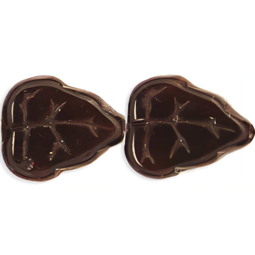 Czech Leaves 10 x 8mm Vertical Hole Smoky Brown/White (25pcs)