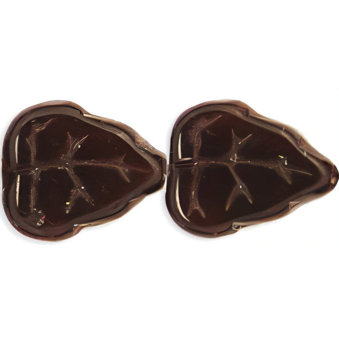 Czech Leaves 10 x 8mm Vertical Hole Smoky Brown/White (25pcs)
