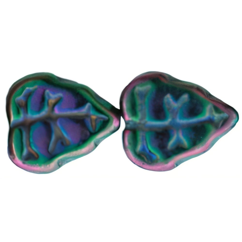 Czech Leaves 10 x 8mm Vertical Hole Iris - Purple (25pcs)