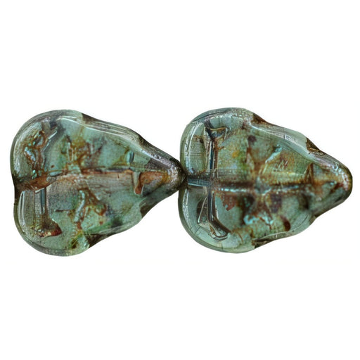 Czech Leaves 10 x 8mm Vertical Hole Luster - Transparent Green (25pcs)