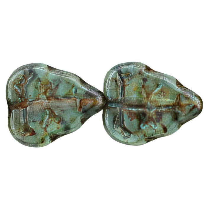 Czech Leaves 10 x 8mm Vertical Hole Luster - Transparent Green (25pcs)