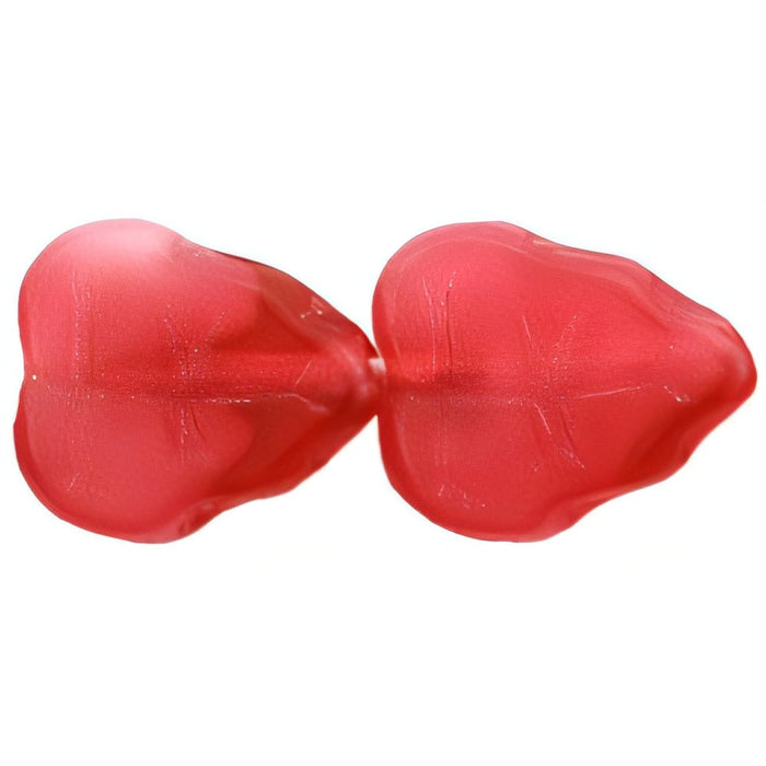 Czech Leaves 10 x 8mm Vertical Hole Pearl/Fuchsia (25pcs)