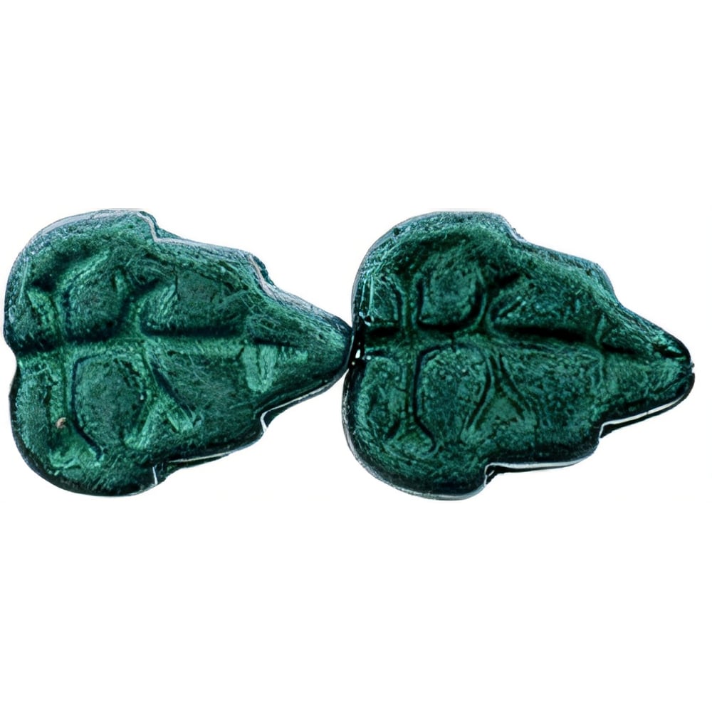 Czech Leaves 10 x 8mm Vertical Hole Satin Metallic Turquoise (25pcs)