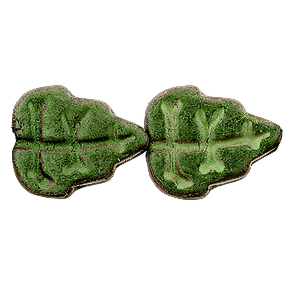 Czech Leaves 10 x 8mm Vertical Hole Metallic Suede - Olive Mauve (25pcs)
