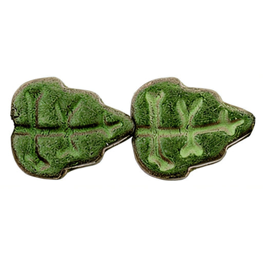 Czech Leaves 10 x 8mm Vertical Hole Metallic Suede - Olive Mauve (25pcs)