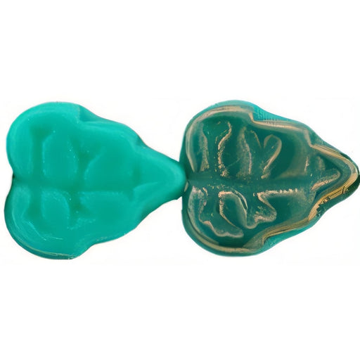 Czech Leaves 10 x 8mm Vertical Hole Luster 1/2 Coat - Opaque Turquoise (25pcs)