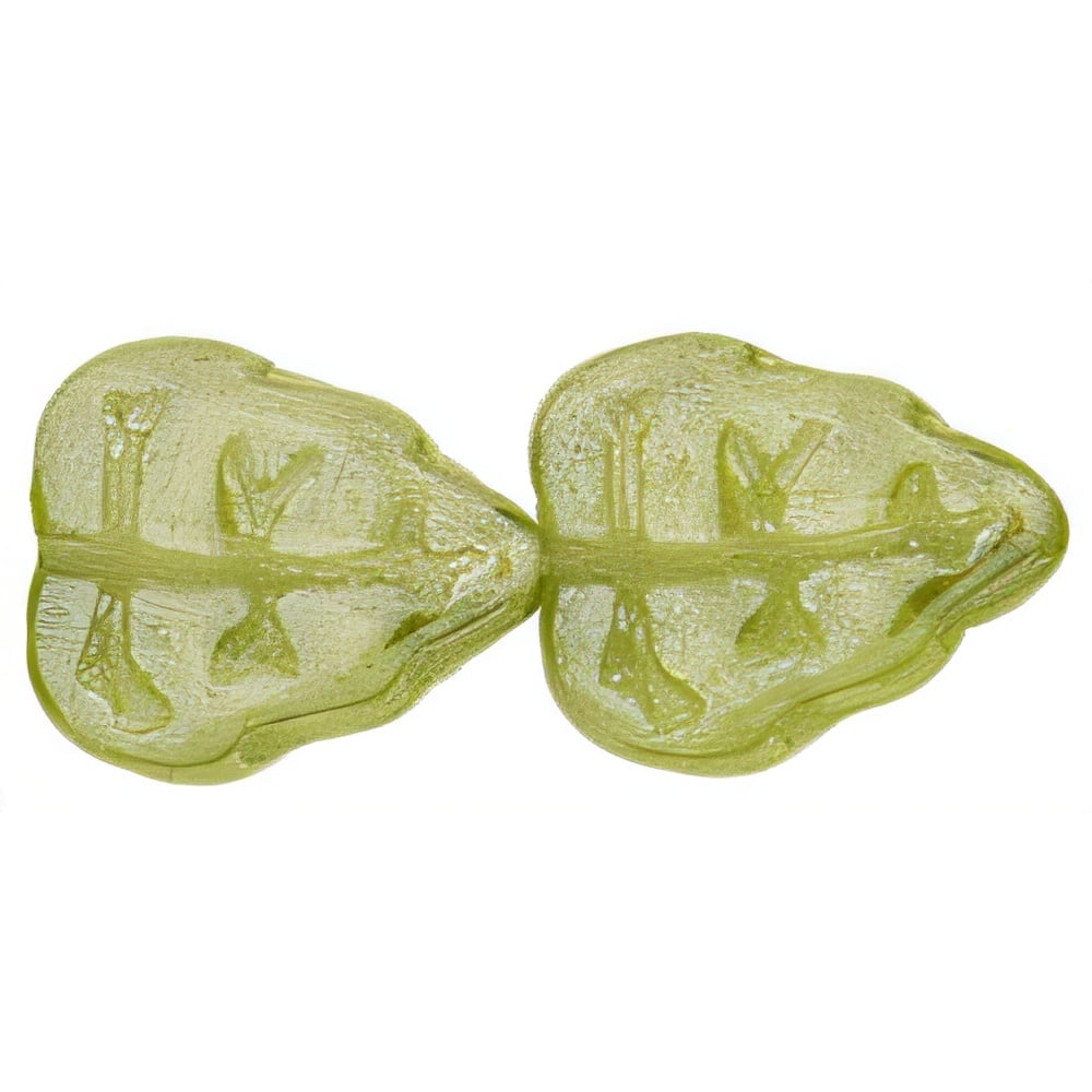 Czech Leaves 10 x 8mm Vertical Hole Luster - Olivine (25pcs)