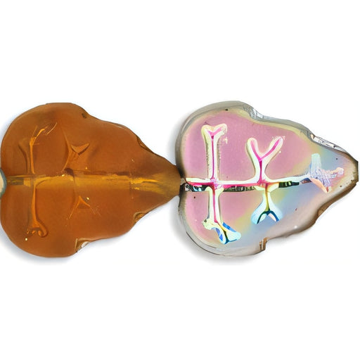 Czech Leaves 10 x 8mm Vertical Hole Matte - Dk Topaz - Vitral (25pcs)