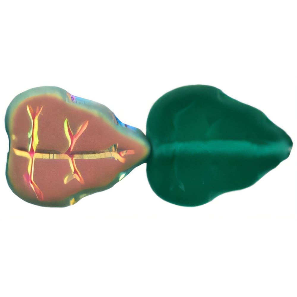 Czech Leaves 10 x 8mm Vertical Hole Matte - Emerald - Vitral (25pcs)
