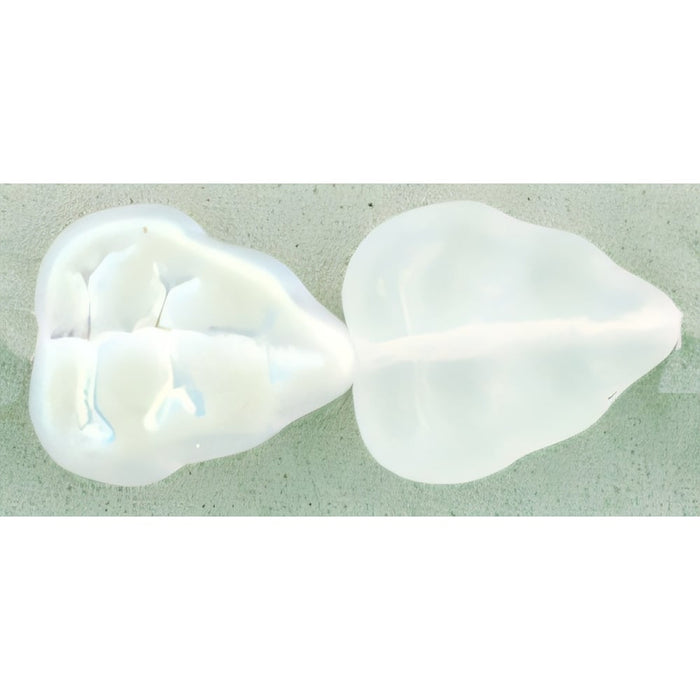 Czech Leaves 10 x 8mm Vertical Hole Matte - Crystal AB (25pcs)