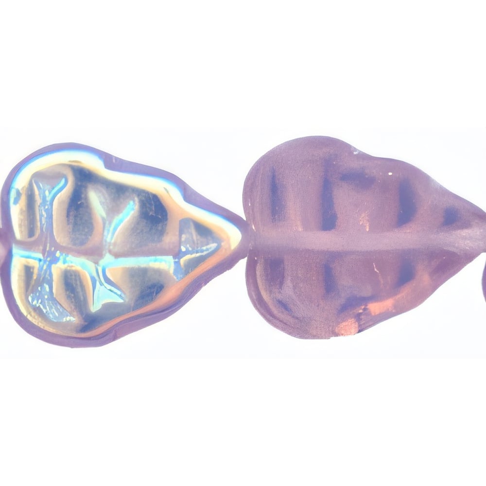 Czech Leaves 10 x 8mm Vertical Hole Matte - Med Amethyst AB (25pcs)