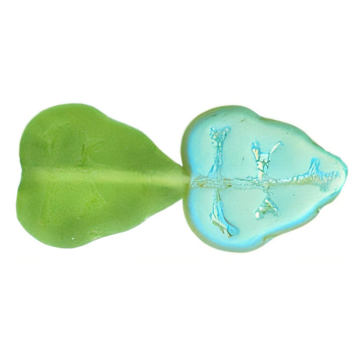 Czech Leaves 10 x 8mm Vertical Hole Matte - Olivine AB (25pcs)