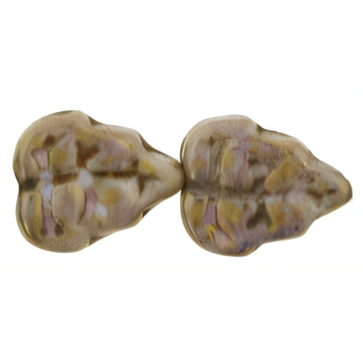 Czech Leaves 10 x 8mm Vertical Hole Luster - Opaque Gold/Smoky Topaz (25pcs)