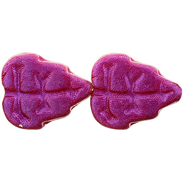 Czech Leaves 10 x 8mm Vertical Hole Opalescent Neon Pink (25pcs)