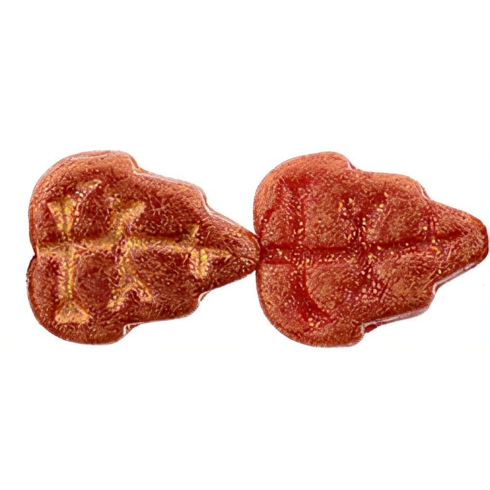 Czech Leaves 10 x 8mm Vertical Hole Red Antique Shimmer (25pcs)