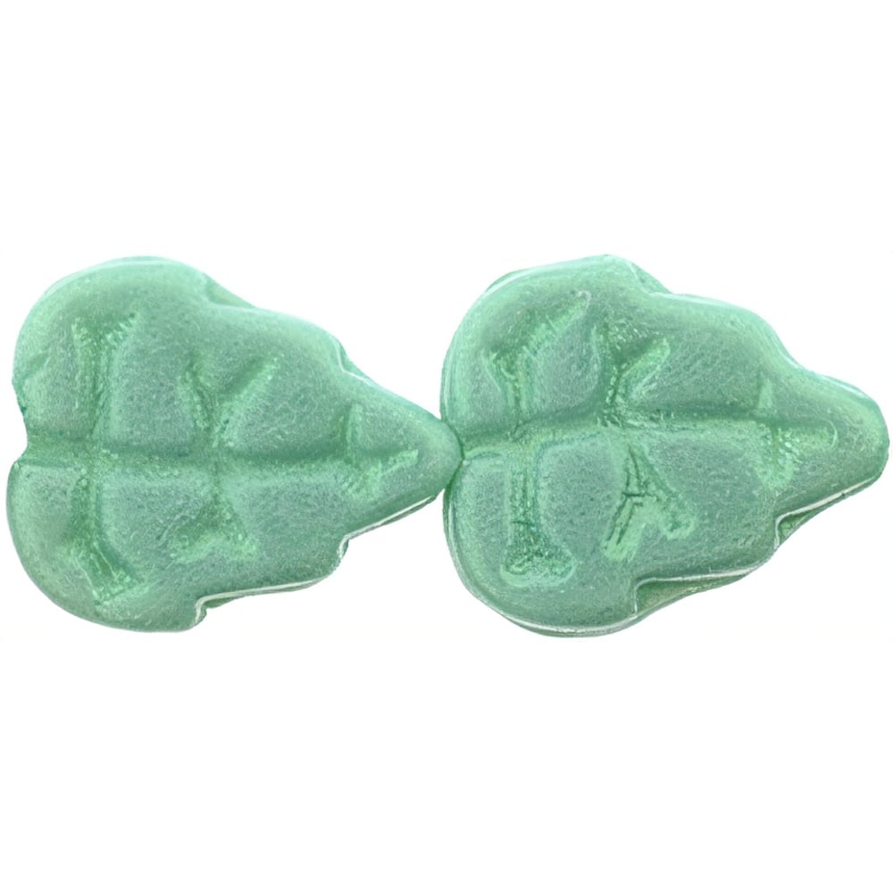 Czech Leaves 10 x 8mm Vertical Hole Aqua Glow - Turquoise (25pcs)