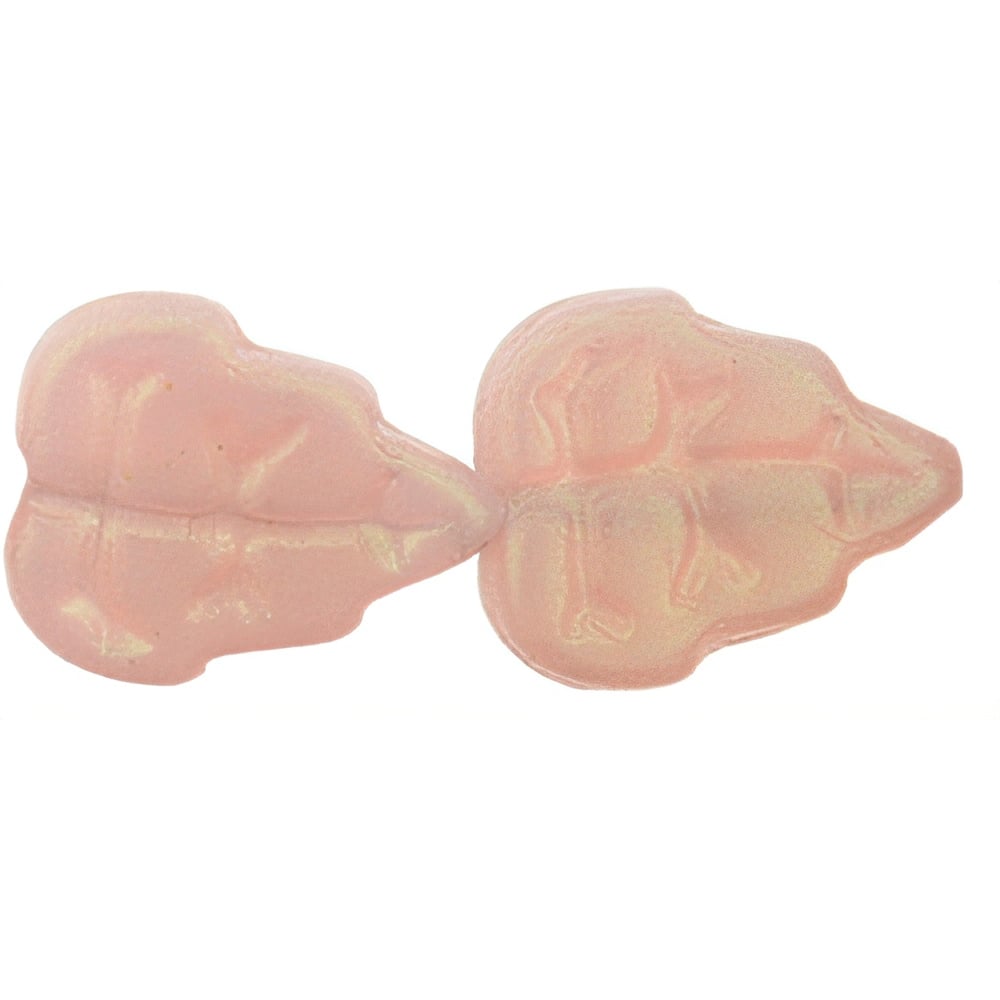 Czech Leaves 10 x 8mm Vertical Hole Aqua Glow - Milky Pink (25pcs)