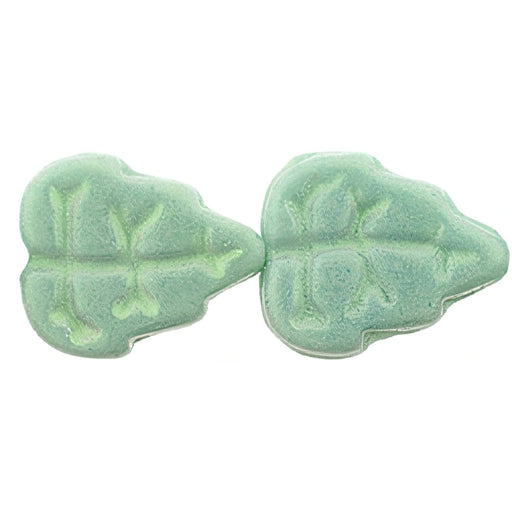 Czech Leaves 10 x 8mm Vertical Hole Sueded Olive Turquoise (25pcs)