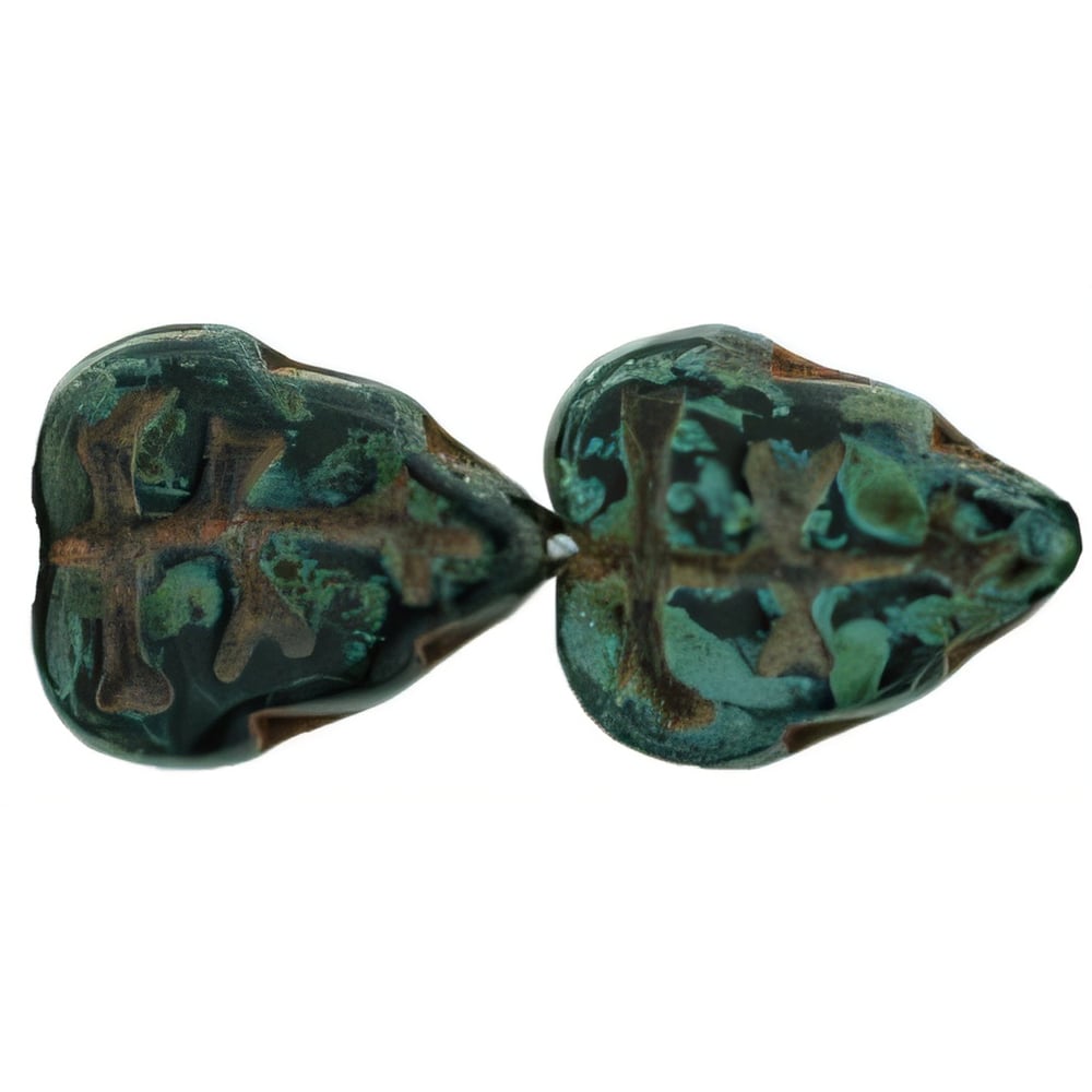 Czech Leaves 10 x 8mm Vertical Hole Jet - Picasso (25pcs)