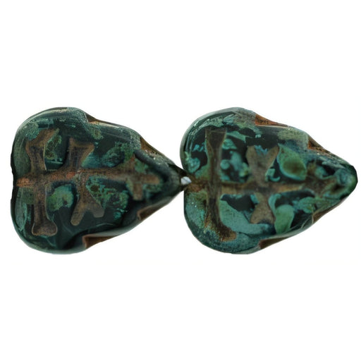 Czech Leaves 10 x 8mm Vertical Hole Jet - Picasso (25pcs)