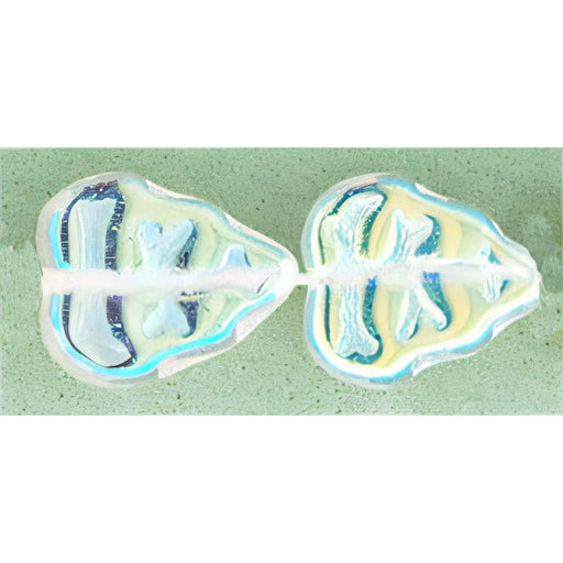 Czech Leaves 10 x 8mm Vertical Hole Crystal AB (25pcs)