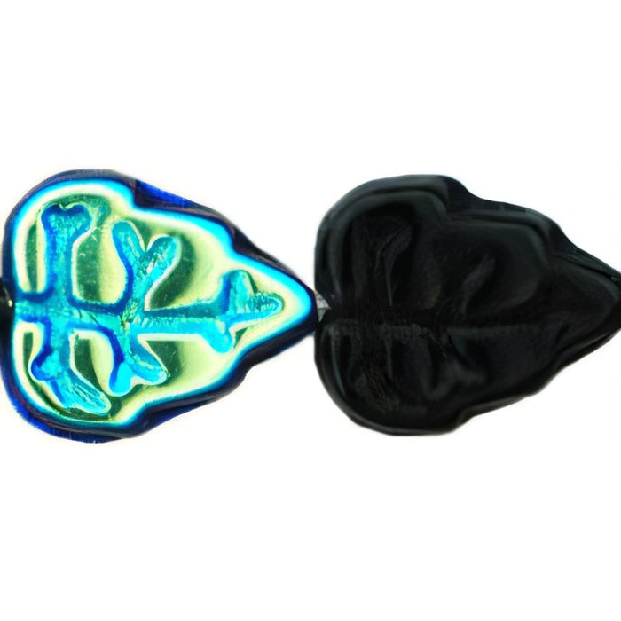 Czech Leaves 10 x 8mm Vertical Hole Jet AB (25pcs)