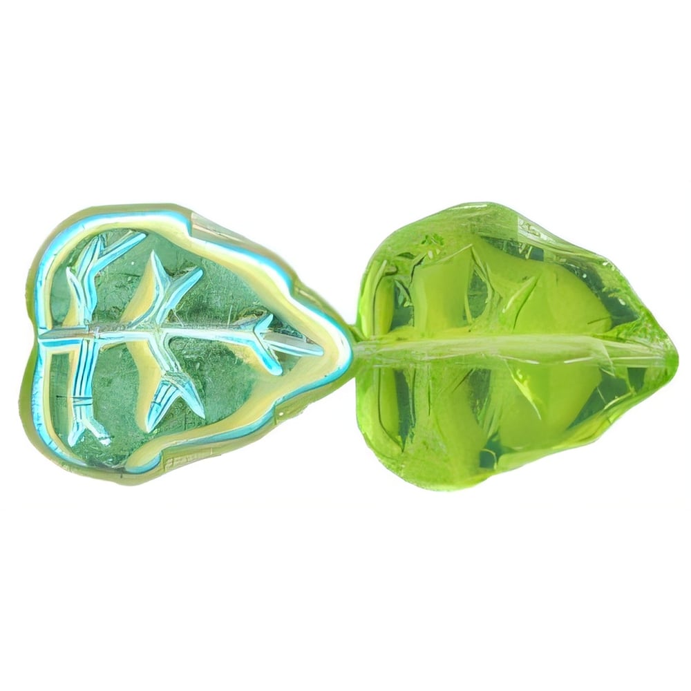 Czech Leaves 10 x 8mm Vertical Hole Olivine AB (25pcs)