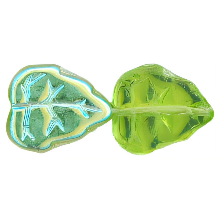 Czech Leaves 10 x 8mm Vertical Hole Olivine AB (25pcs)