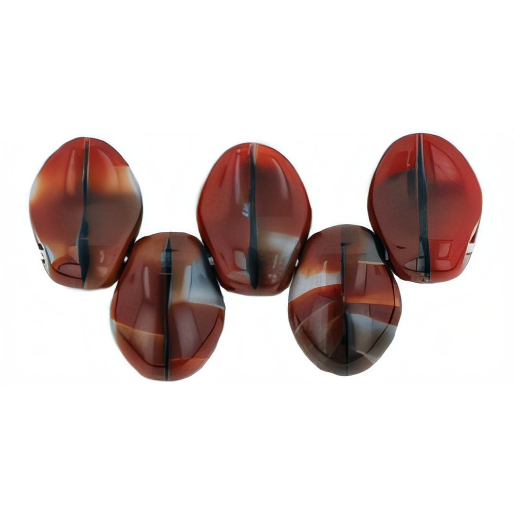 Czech Petals 8 x 6mm Red w/Black Swirl (50pcs)