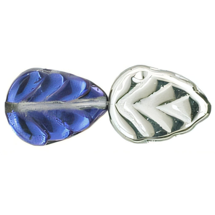 Czech Leaves 10 x 8mm Silver/Blue/Purple Mulit - Crystal (25pcs)