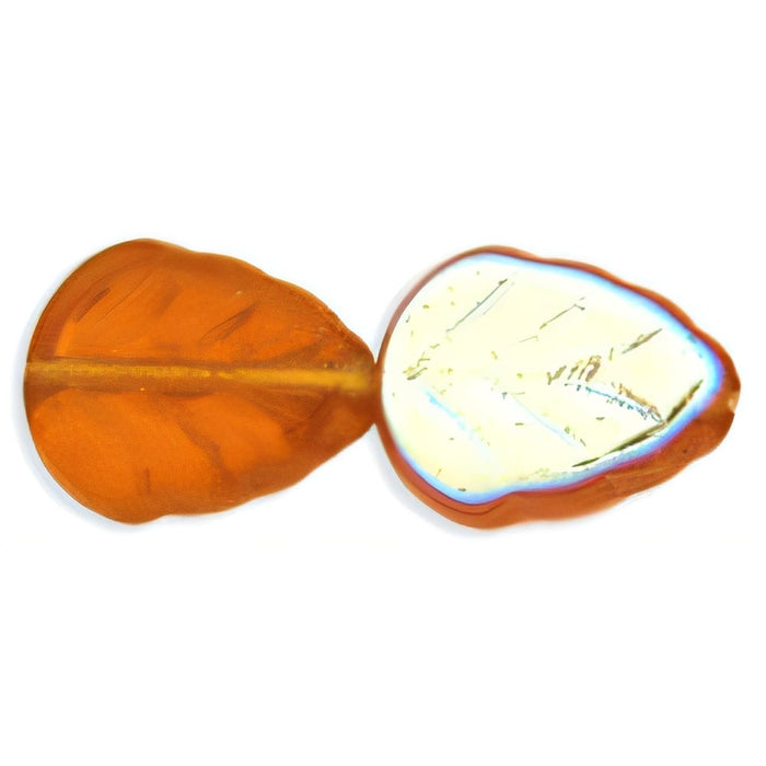 Czech Leaves 10 x 8mm Dk Topaz AB (25pcs)
