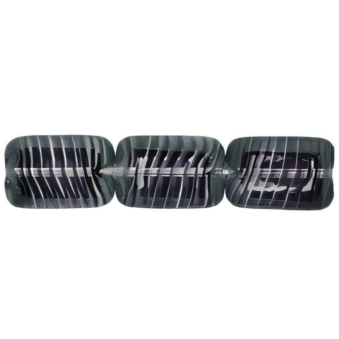 Czech Polished Rectangles 12 x 8mm Crystal/Dk Amethyst (24pcs)