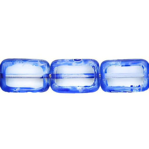 Czech Polished Rectangles 12 x 8mm Crystal - Blue Picasso (24pcs)