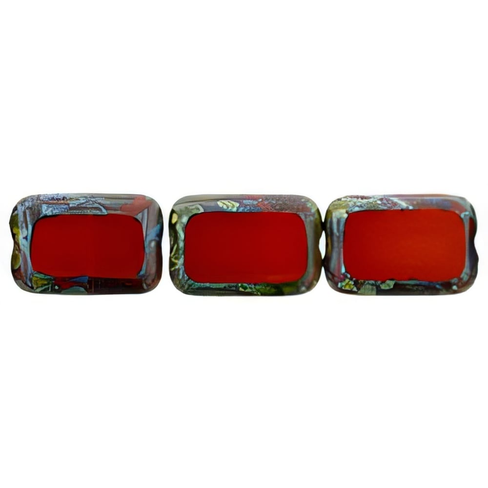 Czech Polished Rectangles 12 x 8mm Opaque Red (24pcs)