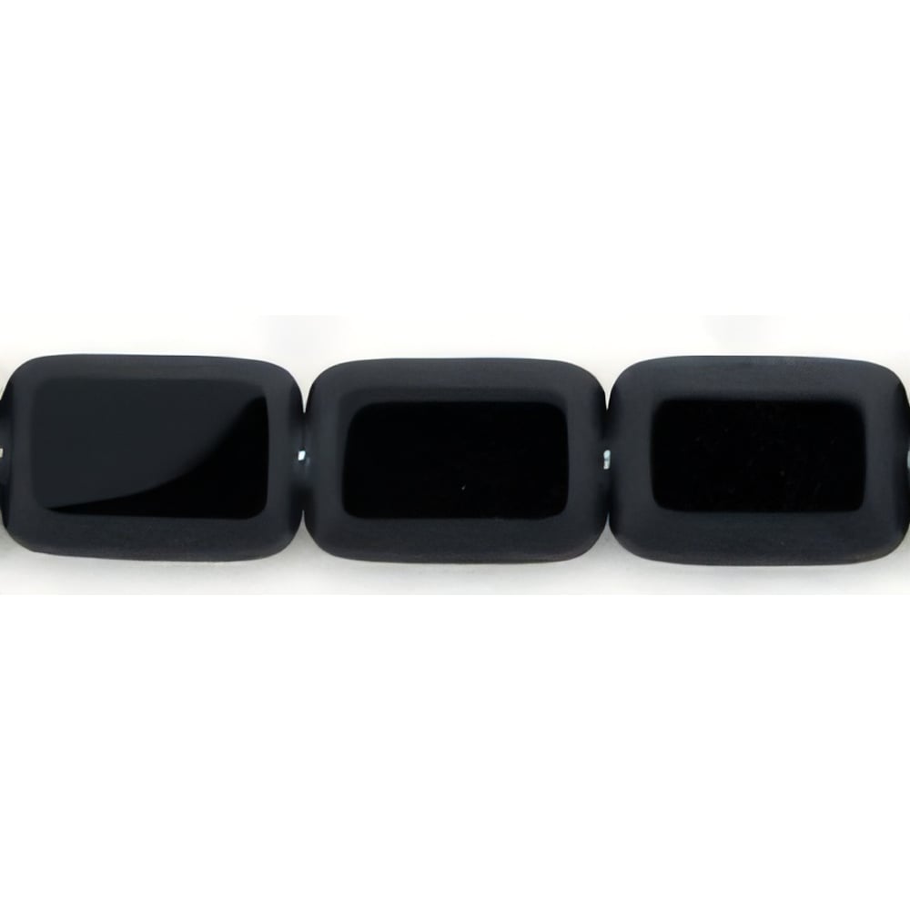 Czech Polished Rectangles 12 x 8mm Matte - Jet (24pcs)