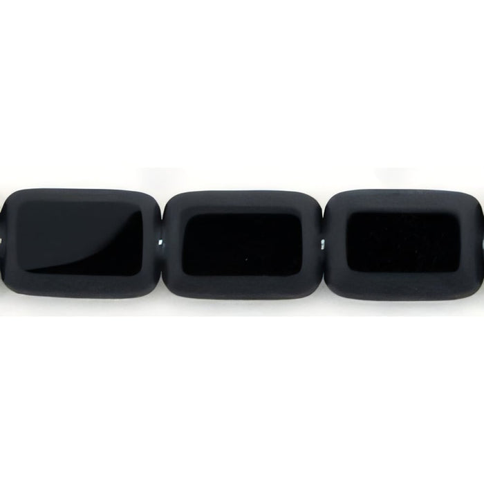 Czech Polished Rectangles 12 x 8mm Matte - Jet (24pcs)